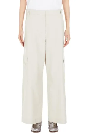 Max Mara Broeken, Dames, , 2Xs, Katoen, Cargo broek met Wide-Leg stijl