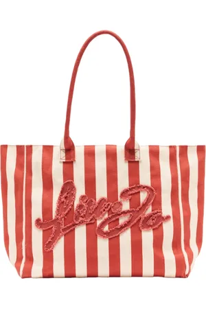 Liu Jo Tassen, Dames, Veelkleurig, ONE Size, Katoen, Gestreepte Katoenen Winkel Tas