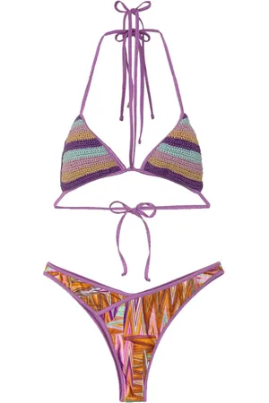 F**K Badkleding, Dames, Veelkleurig, L, Gehaakte Bikini met Vaste Amerikaanse Slip