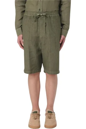 120% Lino Korte broeken, Heren, Groen, XL, Linnen, Koffie Linnen Relaxte Pasvorm Shorts