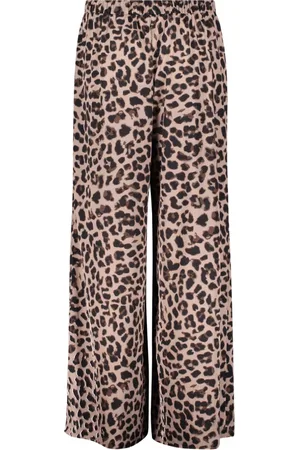Vera Mont Broeken, Dames, Veelkleurig, XL, Wijde broek met luipaardprint