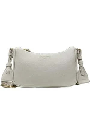 Emporio Armani Tassen, Dames, Grijs, ONE Size, Stijlvolle Logo Print Schoudertas