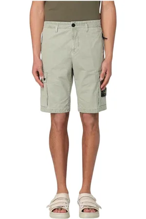 Stone Island Korte broeken, Heren, Groen, W32, Katoen, Cargo Shorts met Meerdere Zakken