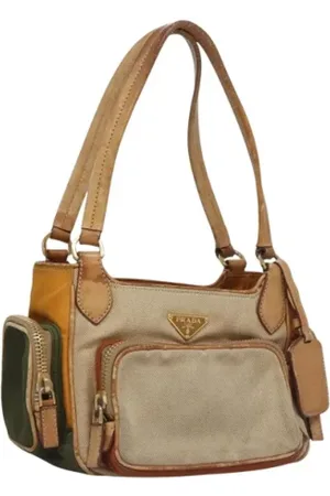 Prada Pre-owned, Dames, , ONE Size, Leer, Tweedehands Canvas handtassen