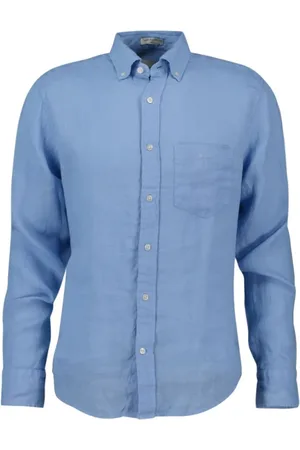 GANT Overhemden, Heren, Blauw, 2Xl, Linnen, Linnen Casual Overhemd