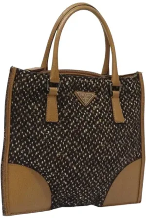 Prada Pre-owned, Dames, Bruin, ONE Size, Wol, Pre-owned Wool handbags