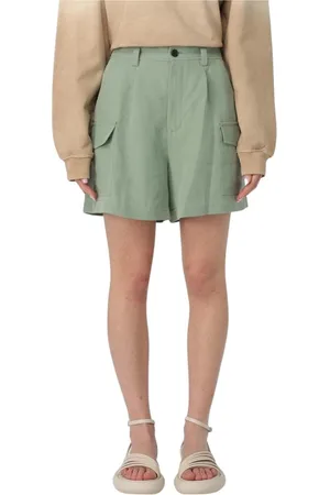 Woolrich Korte broeken, Dames, Groen, W27, Groene cargoshorts met zakken