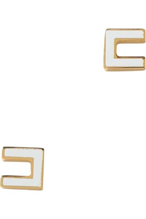 Elisabetta Franchi Accessoires, Dames, Geel, ONE Size, Geometrische emaille-studoorbellen