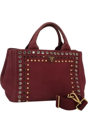 Prada Pre-owned, Dames, Rood, ONE Size, Tweedehands Canvas handtassen