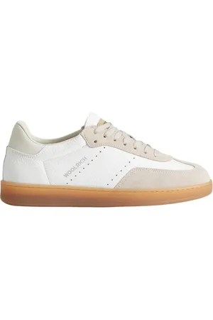 Woolrich Schoenen, Dames, Wit, 37 EU, Leer, Witte leren sneakers met beige details