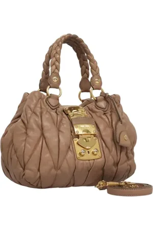 Miu Miu Pre-owned, Dames, , ONE Size, Leer, Tweedehands leren handtassen