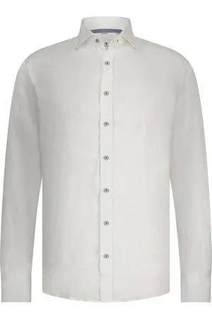 State of art Overhemden, Heren, Wit, 3Xl, Linnen, Effen Linnen Overhemd Lange Mouw