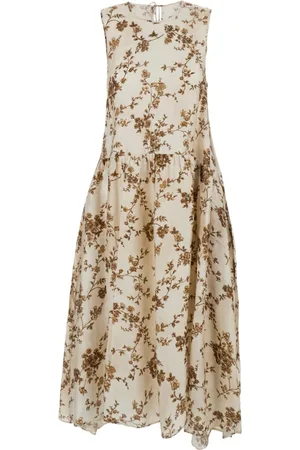 UMA WANG Kleedjes, Dames, , S, Bloemen jurk met geplooide rok