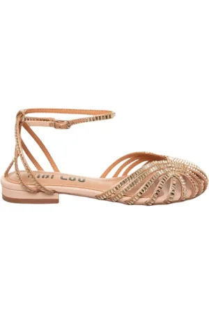 Bibi Lou Schoenen, Dames, , 41 EU, Leer, Platte Juweel Sandaal in Naakt Leer