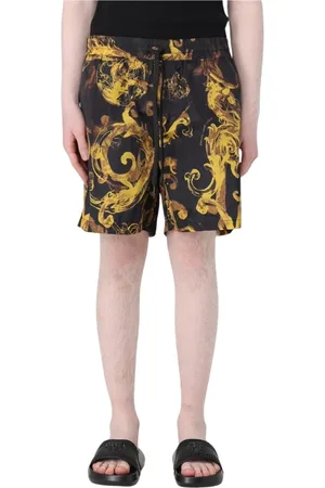 VERSACE Korte broeken, Heren, Zwart, XS, Barok Print Zwembroek