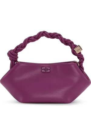 Ganni Tassen, Dames, Paars, ONE Size, Leer, Paarse Mini Tas met Butterfly Logo