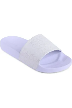 Calvin Klein Schoenen, Dames, Paars, 38 EU, Polyester, Lavendel Casual Slides