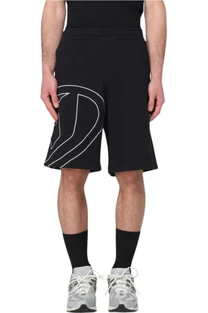 Diesel Korte broeken, Heren, Zwart, XS, Katoen, Grafische Zijlogo Shorts