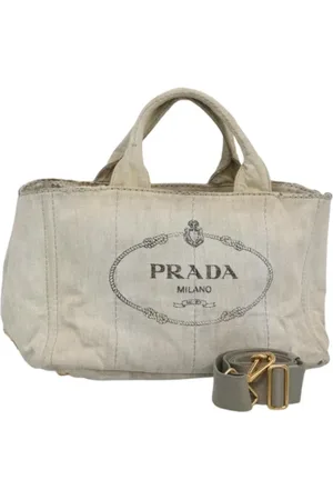 Prada Pre-owned, Dames, Grijs, ONE Size, Tweedehands Canvas handtassen