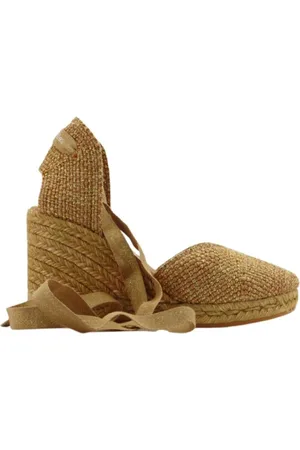 Espadrilles Schoenen, Dames, Bruin, 37 EU, Katoen, Sandalen van stof met 85mm touwwig