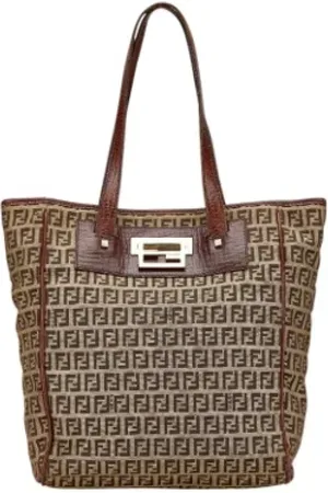 Fendi Pre-owned, Dames, Bruin, ONE Size, Leer, Pre-owned Canvas fendi-bags