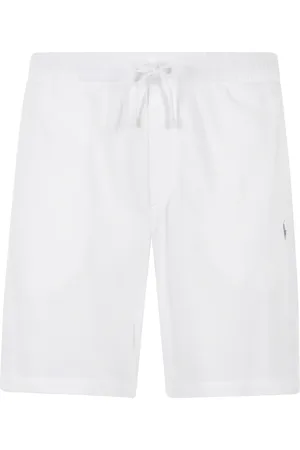 Ralph Lauren Korte broeken, Heren, Wit, M, Katoen, Witte Track Shorts met Elastische Taille
