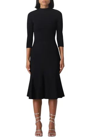 Stella McCartney Kleedjes, Dames, Zwart, M, Elegante Gebreide Midi Jurk