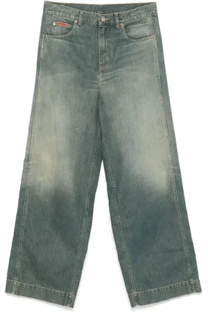 MARTINE ROSE Jeans, Heren, Blauw, M, Denim, Stonewashed denim jeans met logodetail
