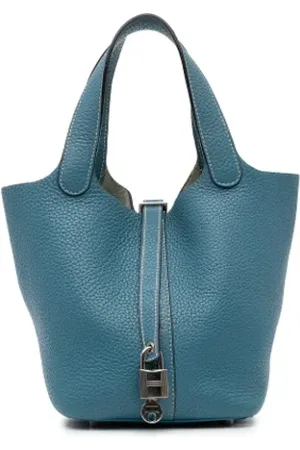 Hermès Pre-owned, Dames, Blauw, ONE Size, Leer, Tweedehands leren handtassen