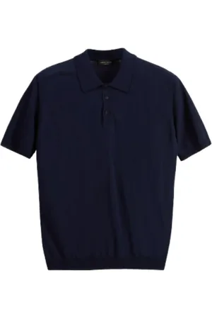 Roberto Collina Tops, Heren, Blauw, XL, Katoen, Blauw Polo Shirt met Knoopsluiting