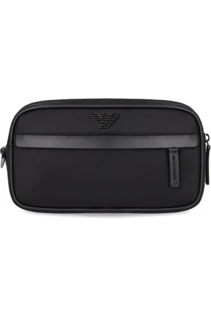 Emporio Armani Tassen, Heren, Zwart, ONE Size, Nylon, Zwarte Nylon Toilettas