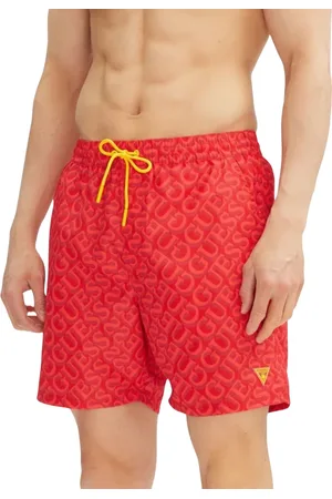Guess Badkleding, Heren, Rood, M, Polyester, Rode Zwembroek Glad Elastische Pasvorm