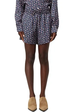 A.P.C. Korte broeken, Dames, Blauw, S, Zijden Shorts Paisley Print Relaxte Pasvorm