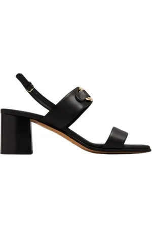 Salvatore Ferragamo Schoenen, Dames, Zwart, 38 1/2 EU, Zwarte Brede Hak Sandalen