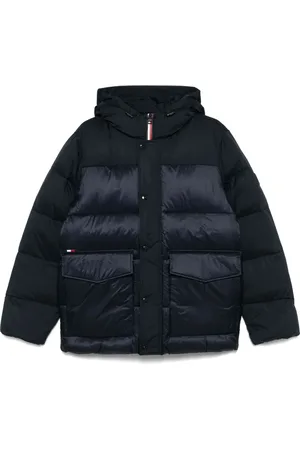 Tommy Hilfiger Jassen, Heren, Blauw, L, Polyester, Blauwe Donsjas voor Mannen