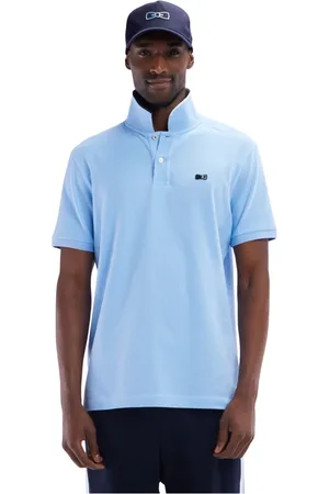 Eden Park Tops, Heren, Blauw, XL, Katoen, Katoenen poloshirt met korte mouwen hemelsblauw met rand kraag relaxte pasvorm