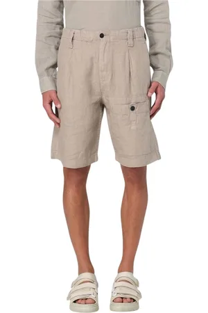 C.P. Company Korte broeken, Heren, Groen, XS, Linnen, Groene Linnen Casual Shorts