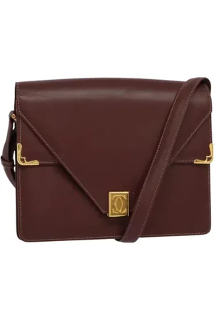 Cartier Pre-owned, Dames, Rood, ONE Size, Leer, Tweedehands leren schoudertassen