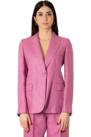Max Mara Jassen, Dames, Roze, L, Linnen, Linnen Tailored Jacket - Bouganville Kleur