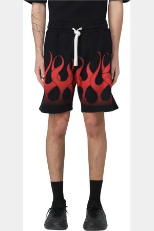 Vision Of Super Korte broeken, Heren, Zwart, XS, Katoen, Zwarte Vlam Grafische Shorts