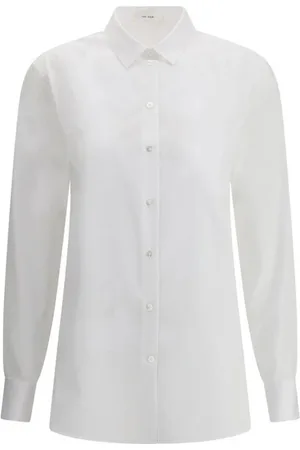 The Row Blouses & Shirts, Dames, Wit, S, Katoen, Klassieke Katoenen Overhemd met Knoopsluiting