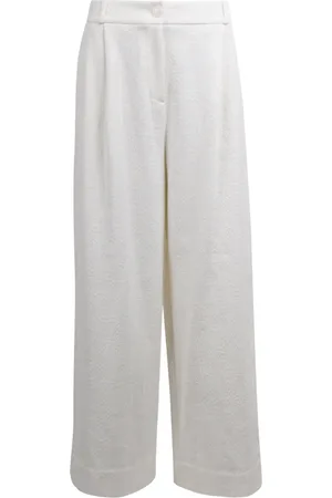 Essentiel Antwerp Broeken, Dames, Wit, M, Katoen, Wijde broek met hoge taille