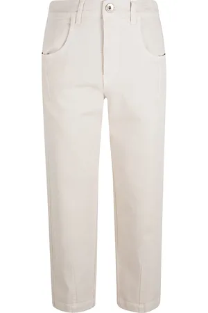 ELEVENTY Broeken, Dames, , M, Katoen, Zand Katoen Elastaan Broek Made in Italy