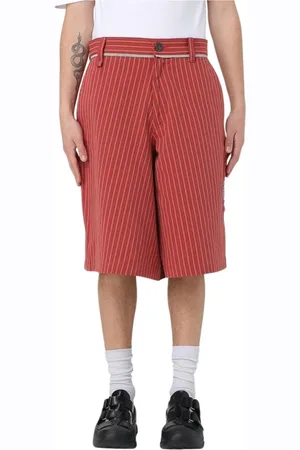 MARTINE ROSE Korte broeken, Heren, Rood, L, Shorts met hoge taille en zijzakken