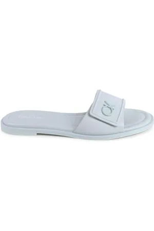 Calvin Klein Schoenen, Dames, Groen, 38 EU, Leer, Groene Leren Sandaal met Gesp