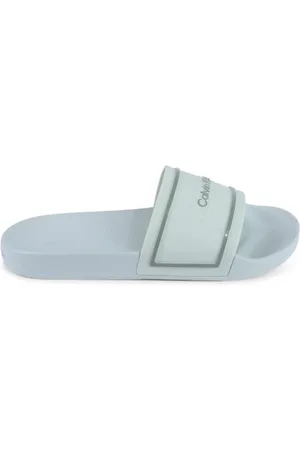 Calvin Klein Schoenen, Dames, Groen, 36 EU, Groene Slide Sandaal Comfort Stijl