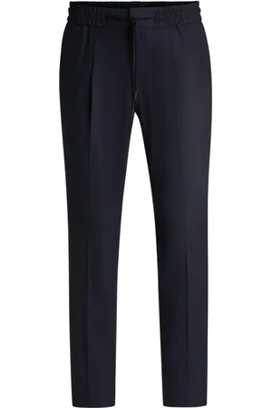 HUGO BOSS Broeken, Heren, Zwart, 2Xl, Wol, Slim-Fit Zwarte Zakelijke Broek