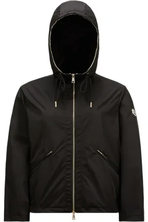 Moncler Jassen, Dames, Zwart, M, Polyester, Zwarte Cassiopea Jas met Grosgrain Details