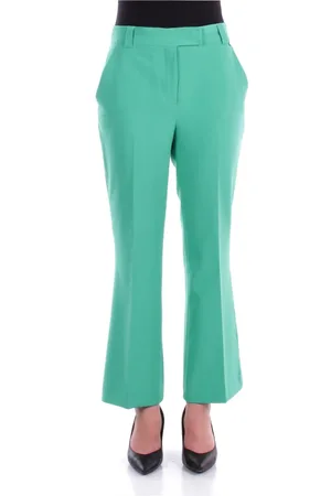 Liu Jo Broeken, Dames, Groen, M, Polyester, Broek met voorlogo Regular Fit