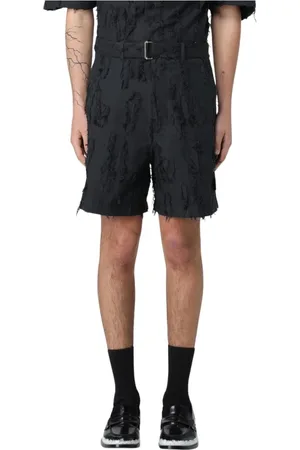 Msgm Korte broeken, Heren, Zwart, M, Katoen, Stijlvolle Distressed Katoenen Shorts